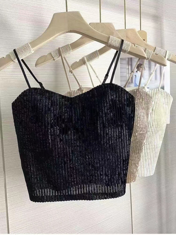 Velvet Camisole Bra with Padding for Women (Fall/Winter)