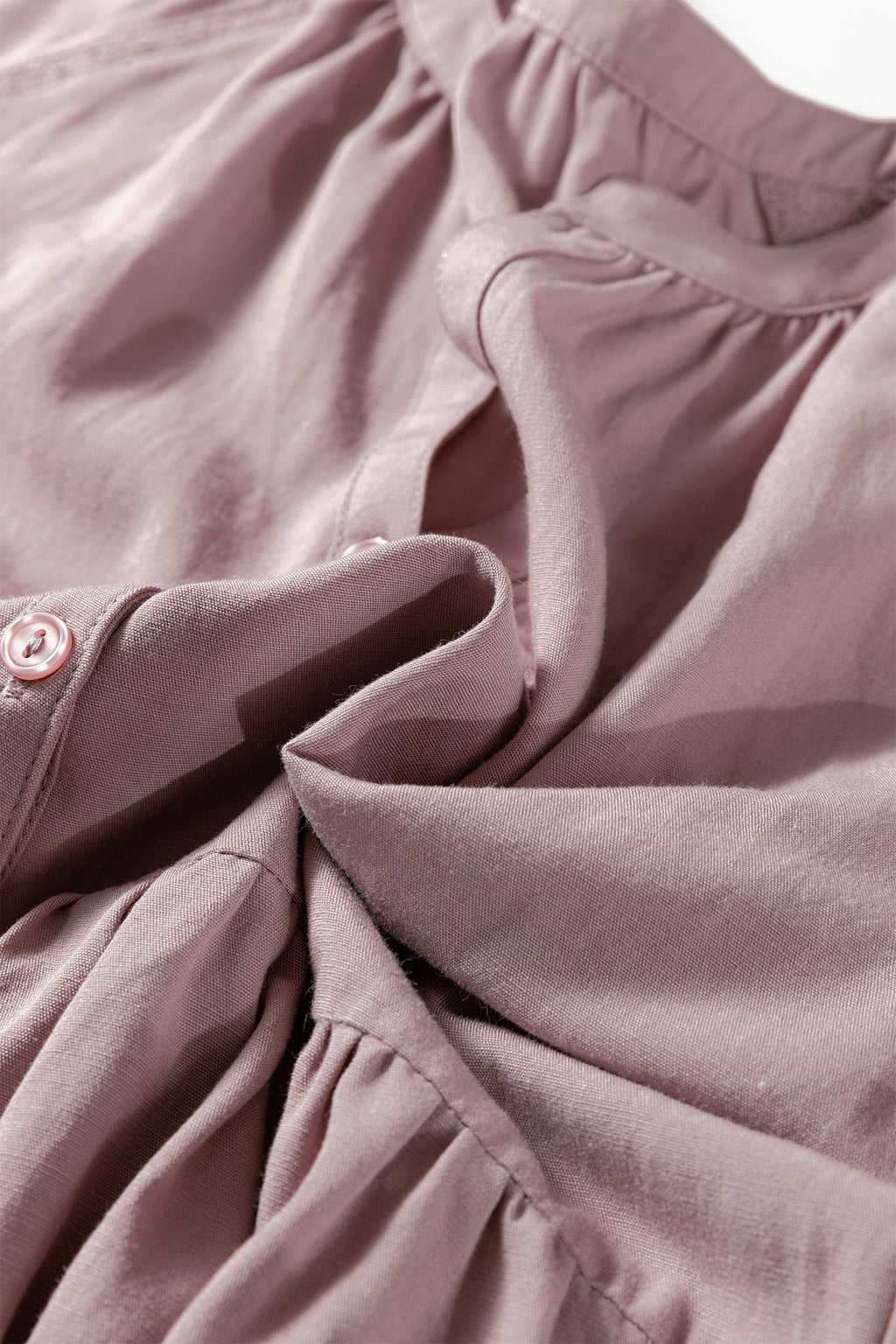 Sepia Rose Slit V Neck Ruffled Loose Blouse
