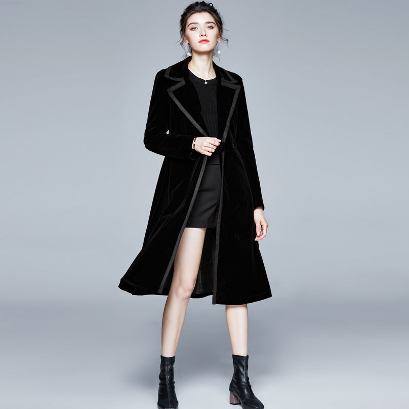 Ladies Long Trench Coat with Skirt Jacket