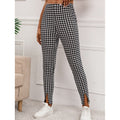 Houndstooth High-Rise Slim-Fit Cropped Trousers