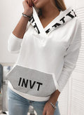 Pocket Hooded Letter Print Pullover Sweatshirt