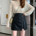 High Waist Irregular Zipper Slim Leather Skirt