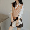 Double-Faced Houndstooth Wool Knitted Vest for Women