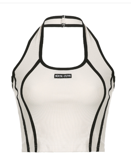 Spicy Girl U-neck Color Block Backless Sports Top