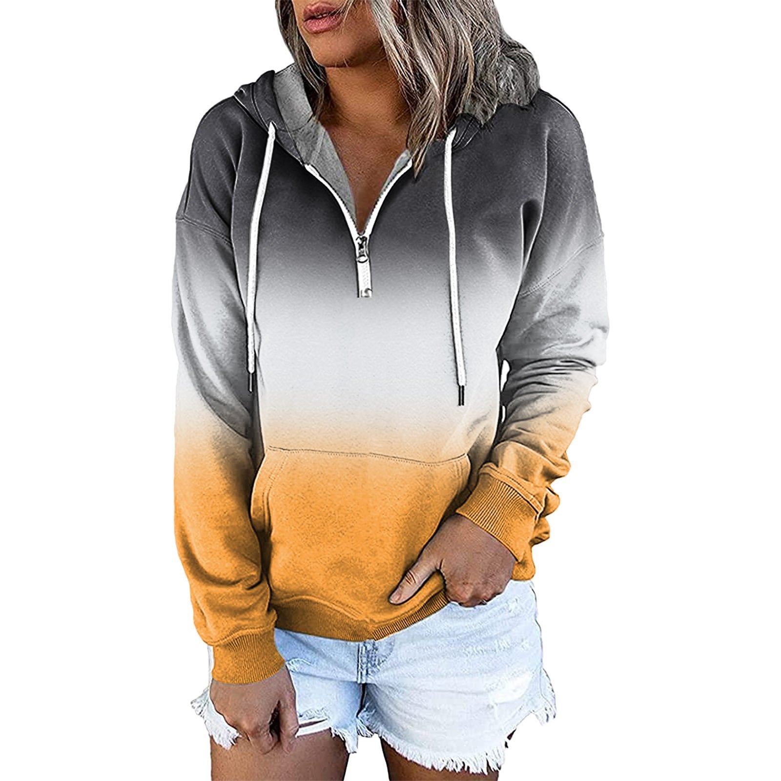Hooded Drawstring Long Sleeve Sweatshirt for Women