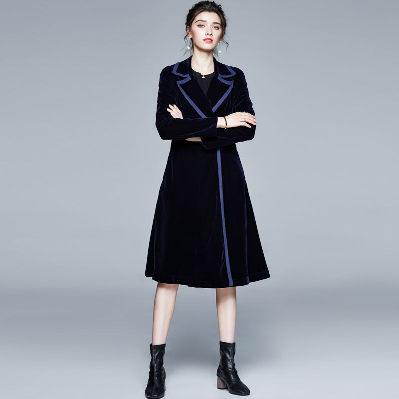 Ladies Long Trench Coat with Skirt Jacket