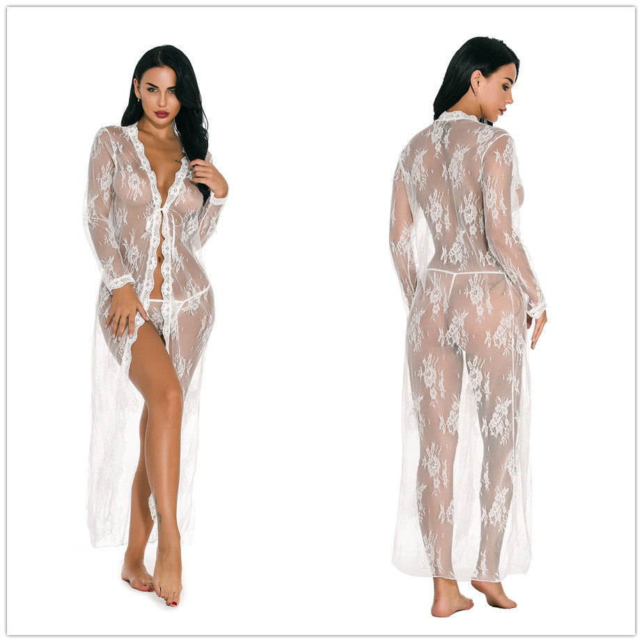 Amazon Homewear Sexy Sheer Long Sleeve Lace Dress