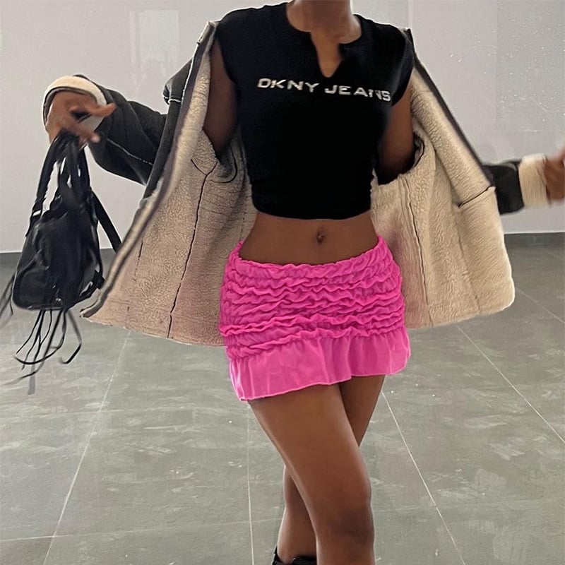 High Waist Tide Wave Pattern Half-Body Skirt
