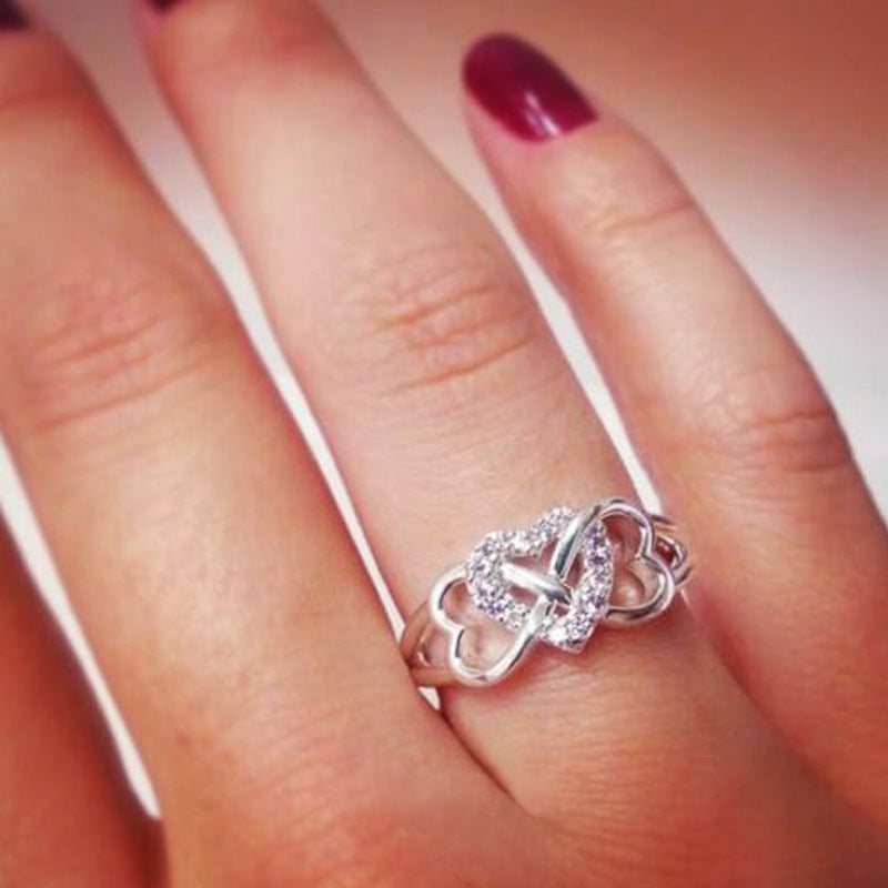 Women's Love Heart-shaped Micro-inlaid Ring