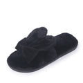 Female Furry Slippers with Bow and Rabbit Ears