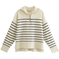 Women's Autumn Long-Sleeved Striped Sweater Coat