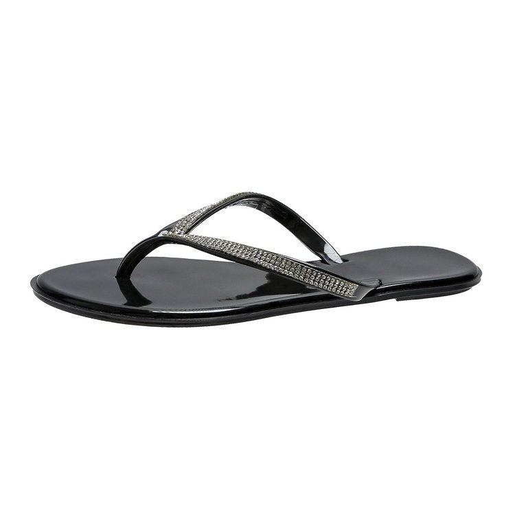 Rhinestone Ladies Flip Flops - Flat Beach Sandals