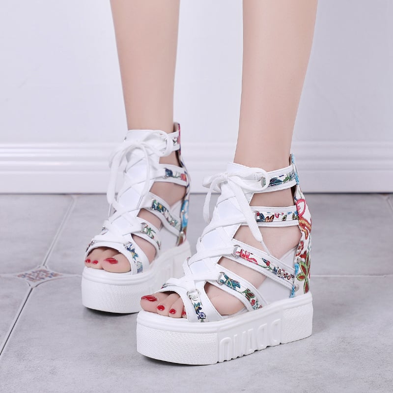 Floral Fish Mouth Women's Sandals with Trifle Bottom