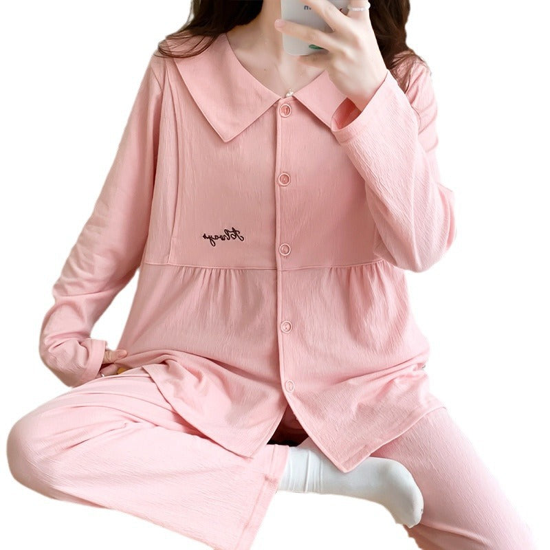 Maternity Cotton Pajamas Set for Nursing and Relaxation