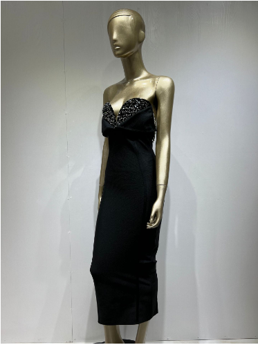 Women's Black Sequined Strapless Bandage Dress