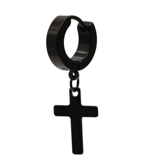 Unisex Punk Stainless Steel Cross Earrings