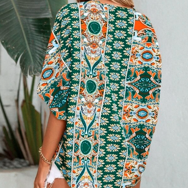 Women's Versatile Bohemian Floral Print Blouse
