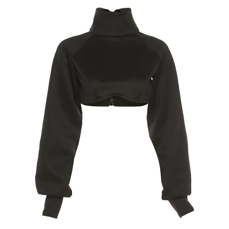 Long Sleeve High Neck Loose Slim Simple T-Shirt