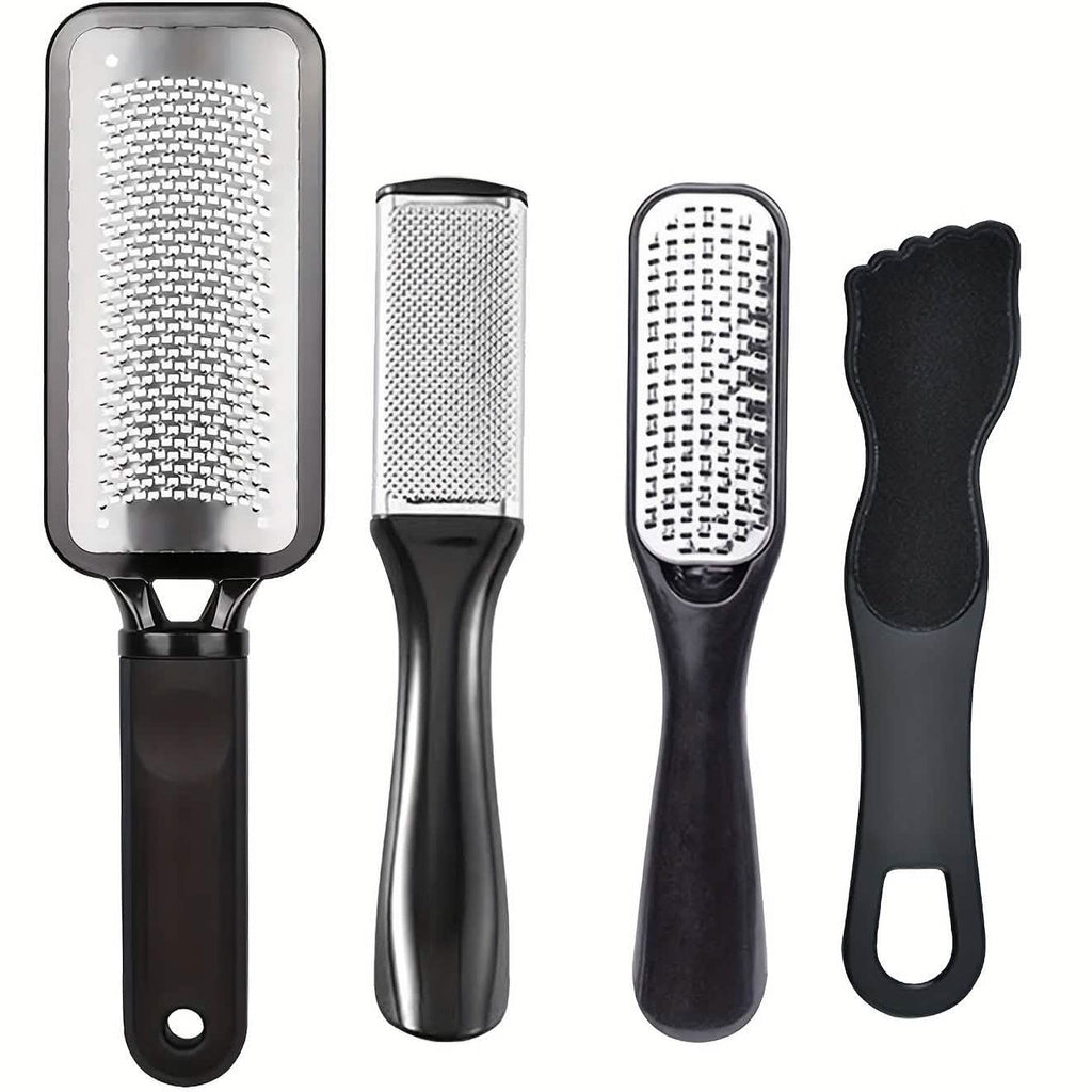 4-Piece Stainless Steel Foot File Set – Callus & Dead Skin Remover