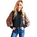 Leopard Print Knitted Long-Sleeve Sweater for Women