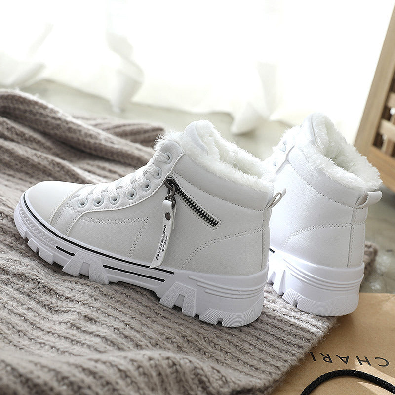 Warm High-Top Leather Winter Shoes with Cotton Lining