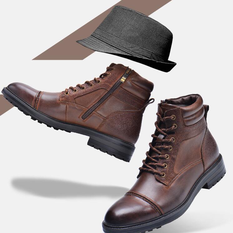 Men's Top Layer Cowhide Leather Fashion Boots