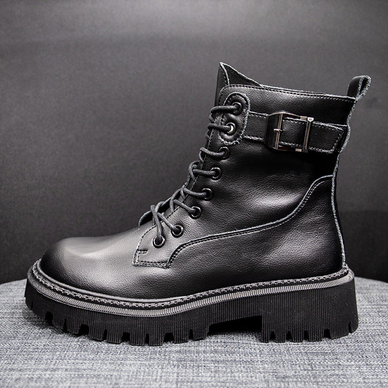 Women's Thick Heel Wool Martin Boots with Cashmere