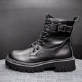 Women's Thick Heel Wool Martin Boots with Cashmere