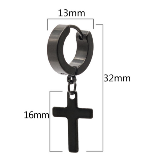 Unisex Punk Stainless Steel Cross Earrings