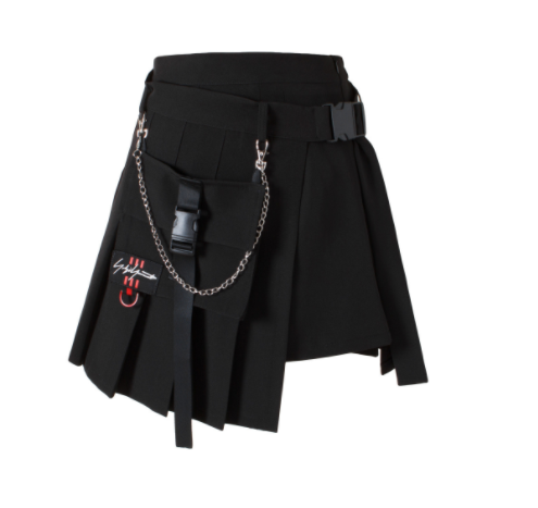 Large Pleated Skirt with Pockets and Elastic Waist
