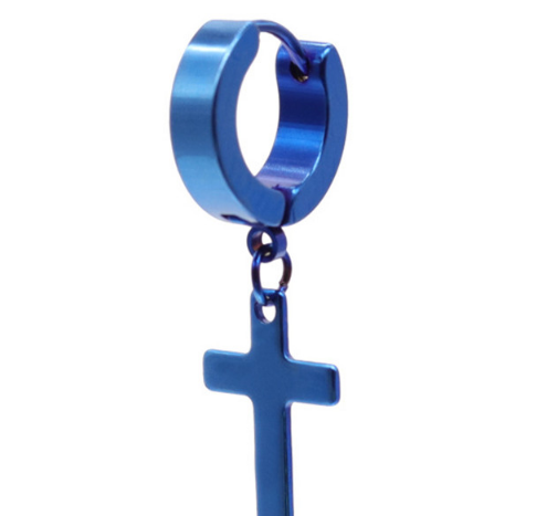 Unisex Punk Stainless Steel Cross Earrings