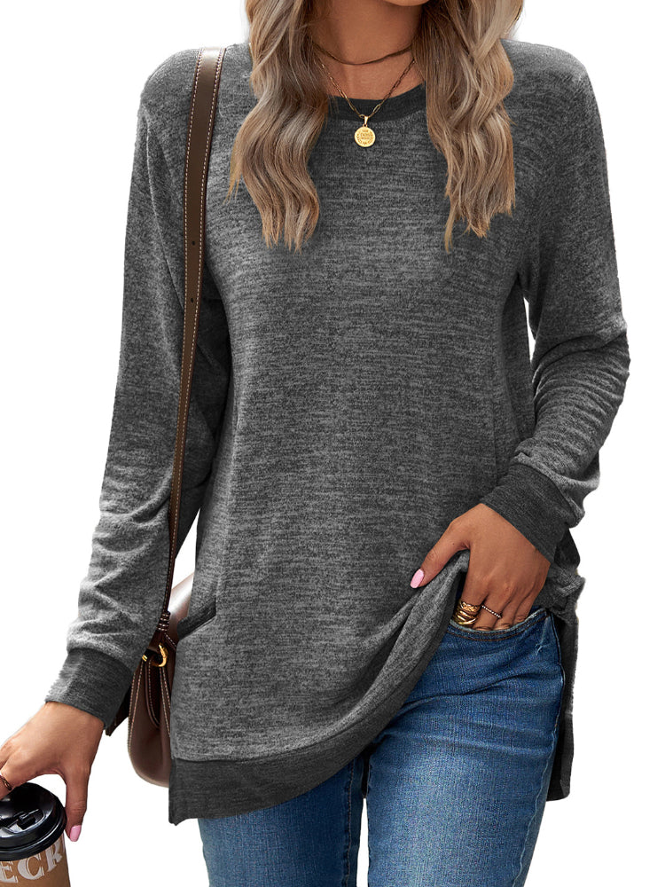 Lightweight Long Sleeve Women's Sweatshirt with Pockets