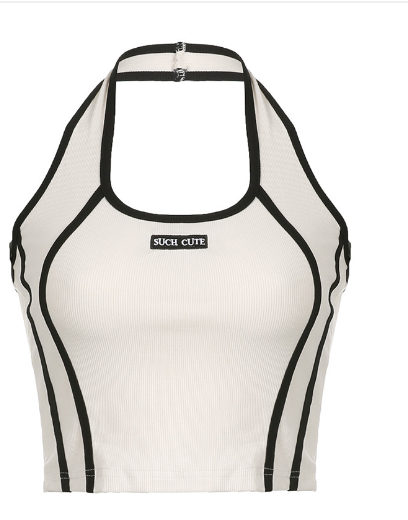 Spicy Girl U-neck Color Block Backless Sports Top