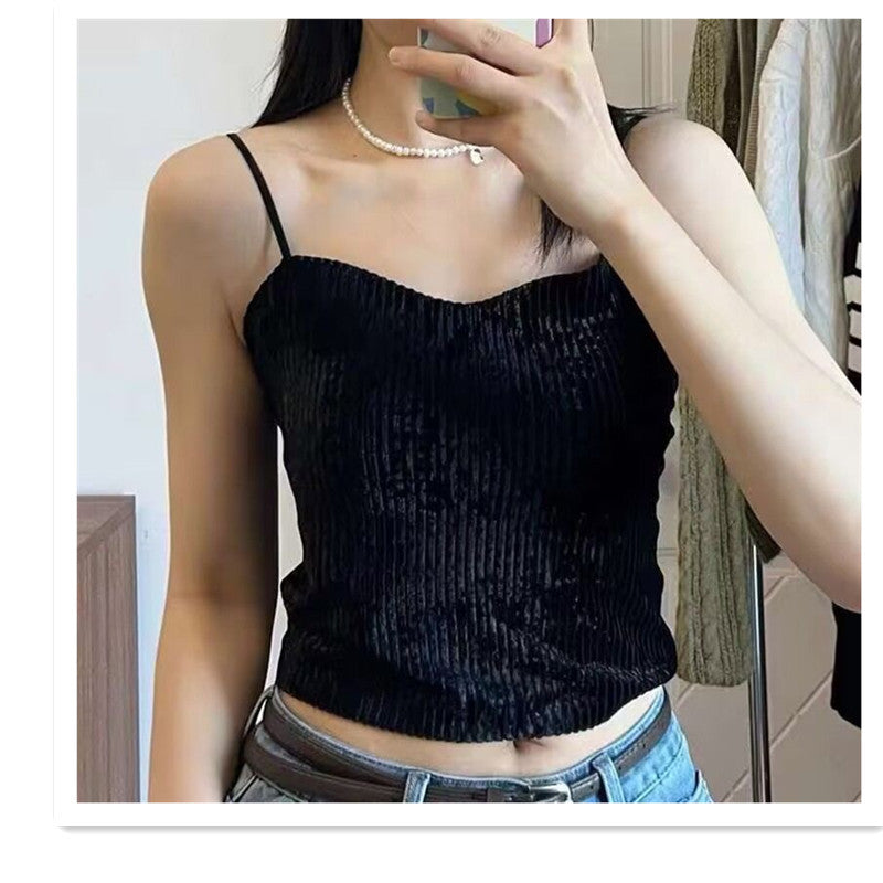 Velvet Camisole Bra with Padding for Women (Fall/Winter)